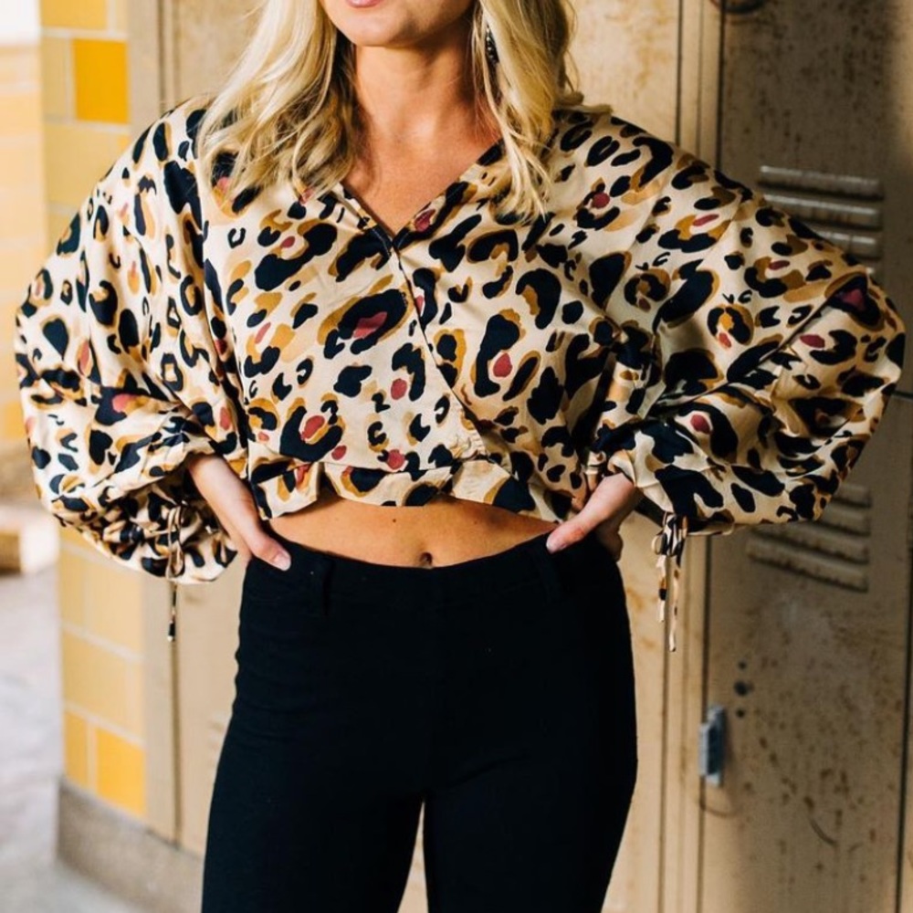 Cheetah satin boutique top